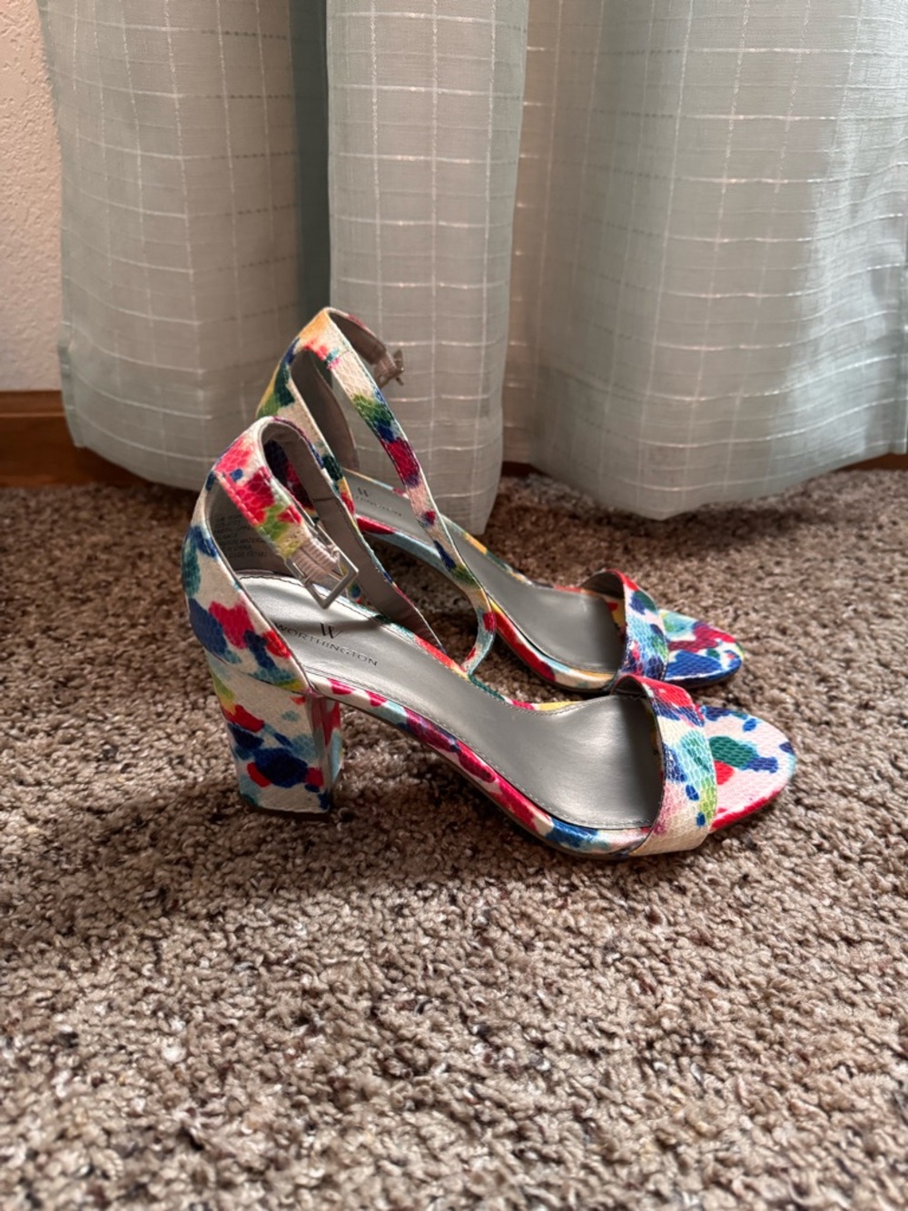 Worthington Multicolor Floral Block Heel Sandals